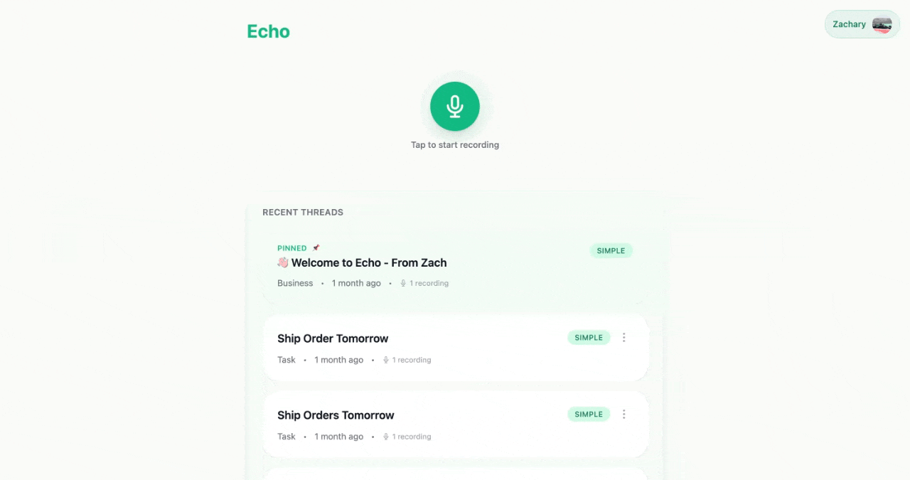 Echo app demo - capturing and developing ideas through voice